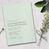 Any Age | Pastel Mint Green Minimalist Birthday