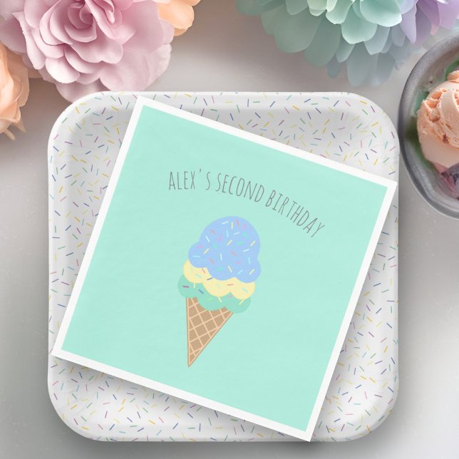 Any age personalised ice cream birthday napkins (Creator Uploaded)