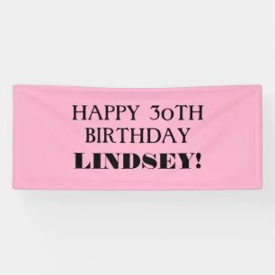 Any Age Pink Black Custom Happy Birthday Banner
