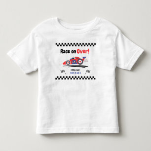 Any Age Race on Over Vintage Red Blue Race Car  Toddler T-Shirt