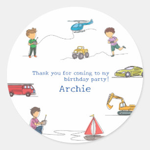 Any Age Remote Control RC Car Motor Kids Birthday Classic Round Sticker