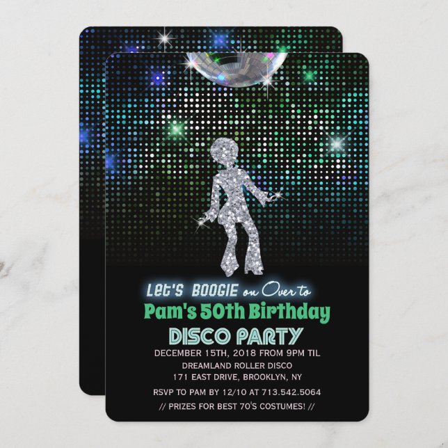 ANY AGE - Retro Disco Birthday Party  Invitation (Front/Back)