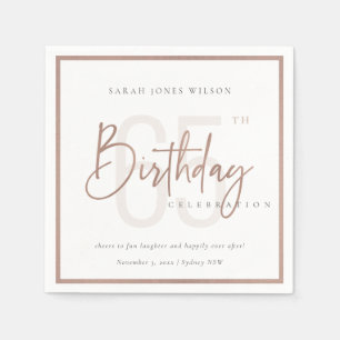 ANY AGE ROSE GOLD BLUSH PINK TYPOGRAPHY BIRTHDAY NAPKIN