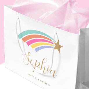 Any Age Shooting Star Rainbow Personalised Name Large Gift Bag