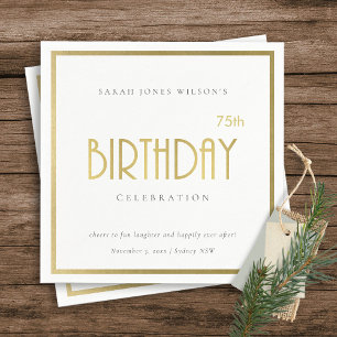 ANY AGE SIMPLE ELEGANT GOLD TYPOGRAPHY BIRTHDAY NAPKIN