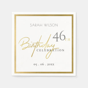 ANY AGE SIMPLE ELEGANT GOLD TYPOGRAPHY BIRTHDAY NAPKIN