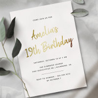 Any Age | Simple Minimal White and Gold Birthday