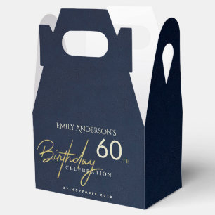 ANY AGE SIMPLE NAVY GOLD TYPOGRAPHY BIRTHDAY FAVOUR BOX