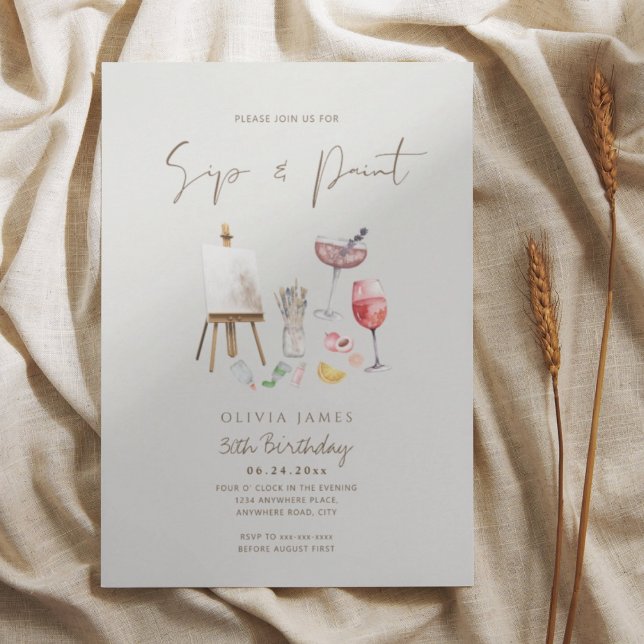 Any age sip and paint birthday  invitation (Creator Uploaded)