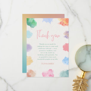 Any age sip and paint birthday thank you card
