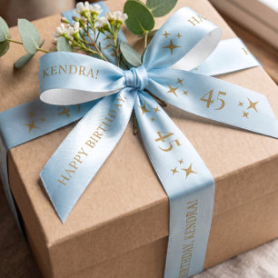 ANY AGE Soft Blue Custom Birthday Gift Satin Ribbon