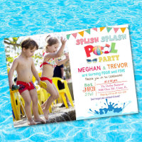 ANY AGE - Splish Splash Dual Pool Party Invitation