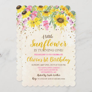 ANY AGE - Sunflower Birthday Invitation