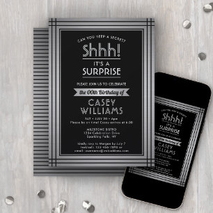 Any Age Surprise Birthday Silver Faux Metal 60th Invitation