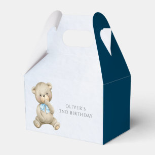 Any age teddy bear boy birthday favour box