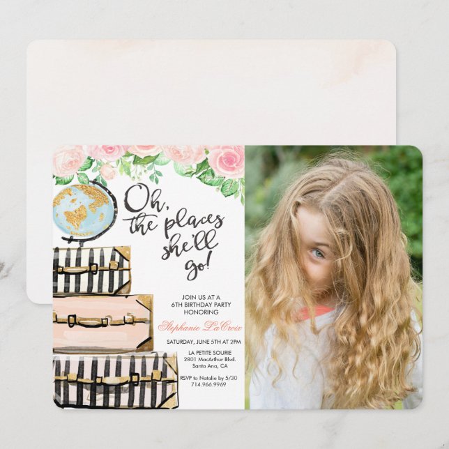 ANY AGE - Travel Suitcase Birthday Invitation (Front/Back)