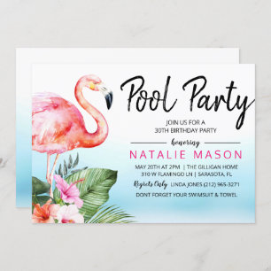 ANY AGE - Tropical Pool Party Birthday Invitation