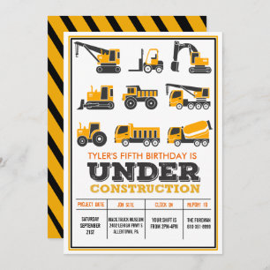 ANY AGE - Under Construction Birthday Invitation