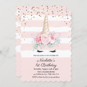 ANY AGE - Unicorn Floral Birthday Invitation
