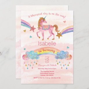 ANY AGE - Unicorn Glitter Birthday Invitation