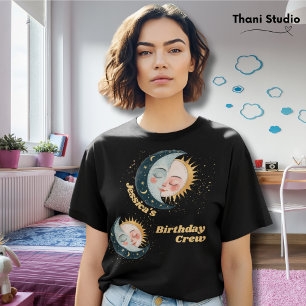 Any Age Vintage Celestial Pajama Birthday Black T-Shirt