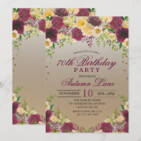ANY AGE - Vintage Floral Birthday Invitation