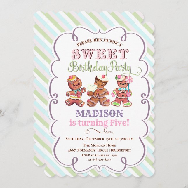 ANY AGE - Vintage Gingerbread Birthday Invitation (Front/Back)