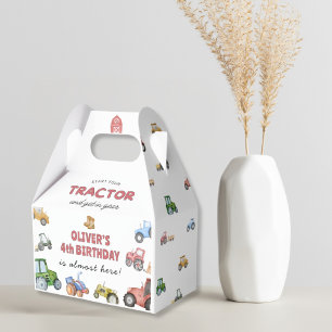 any age Watercolor tractor birthday Favour Box
