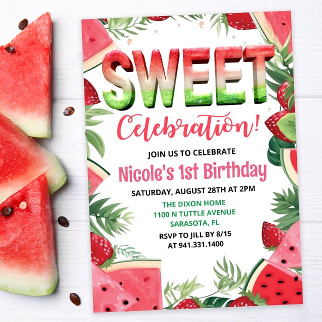 ANY AGE - Watermelon Fruit Watercolor Birthday Invitation (Creator Uploaded)