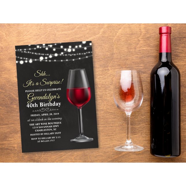 ANY AGE - Wine String Lights Birthday Invitation (Creator Uploaded)