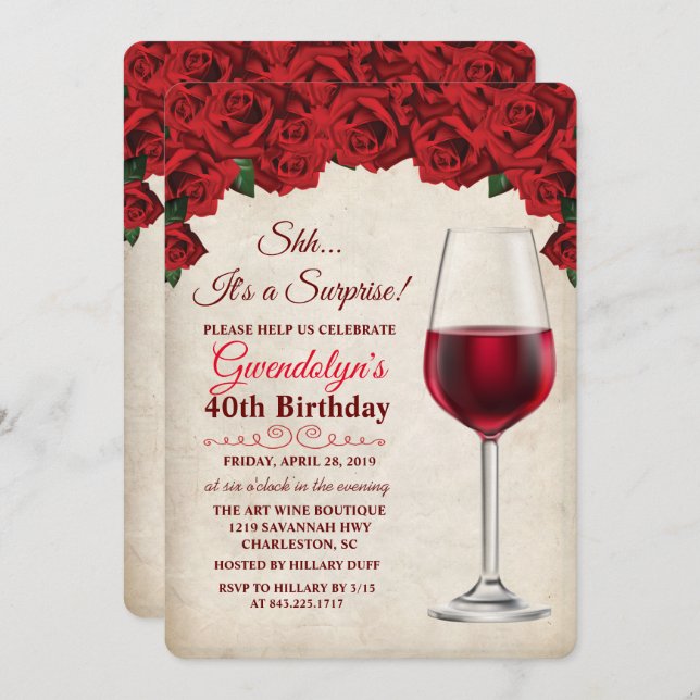 ANY AGE - Wine String Lights Birthday Invitation (Front/Back)