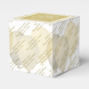 Any Age - Your Custom Message Pattern Gold/White Favour Box