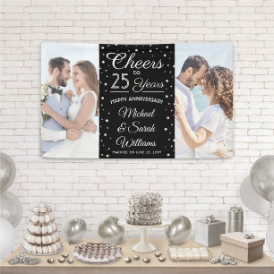 ANY Anniversary Cheers 2 Photo Black and White Banner