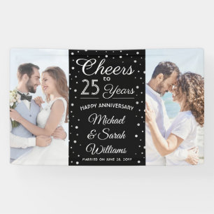 ANY Anniversary Cheers 2 Photo Black and White Banner