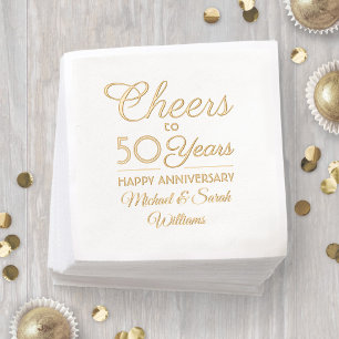 ANY Anniversary Cheers Elegant Classic Script Real Foil Napkins
