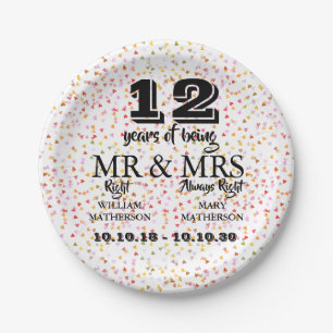 Any Anniversary Mr Mrs Right Paper Plate