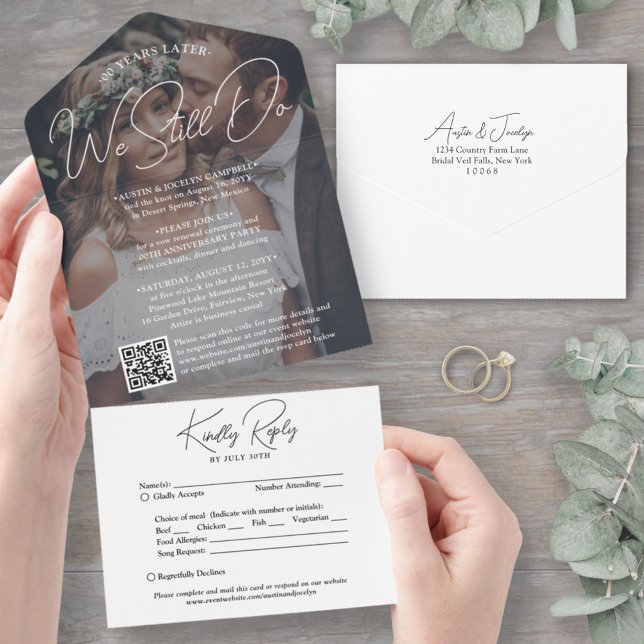 ANY Anniversary Party Photo & QR Code We Still Do All In One Invitation (Creator Uploaded)