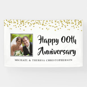Any Anniversary Photo Gold Confetti Banner