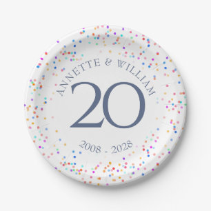 Any Anniversary Rainbow Confetti Paper Plate