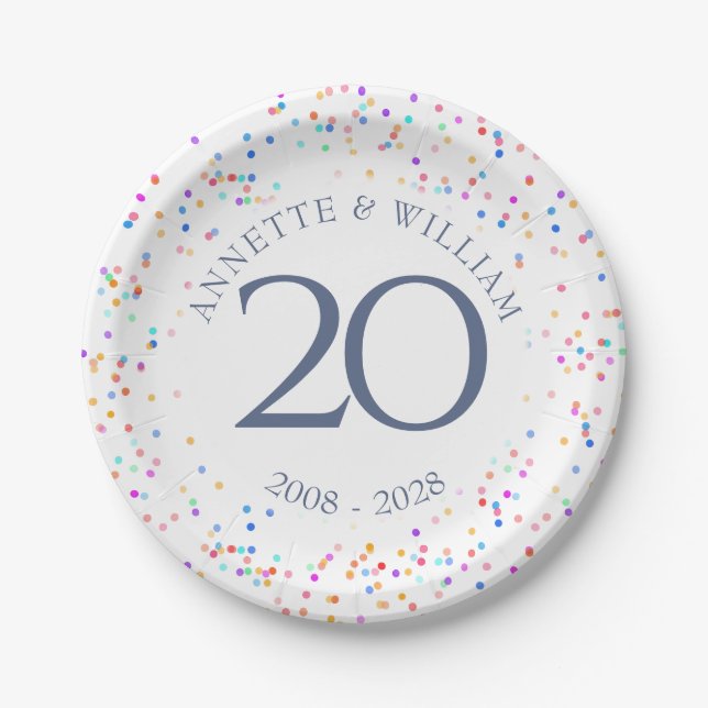 Any Anniversary Rainbow Confetti Paper Plate (Front)