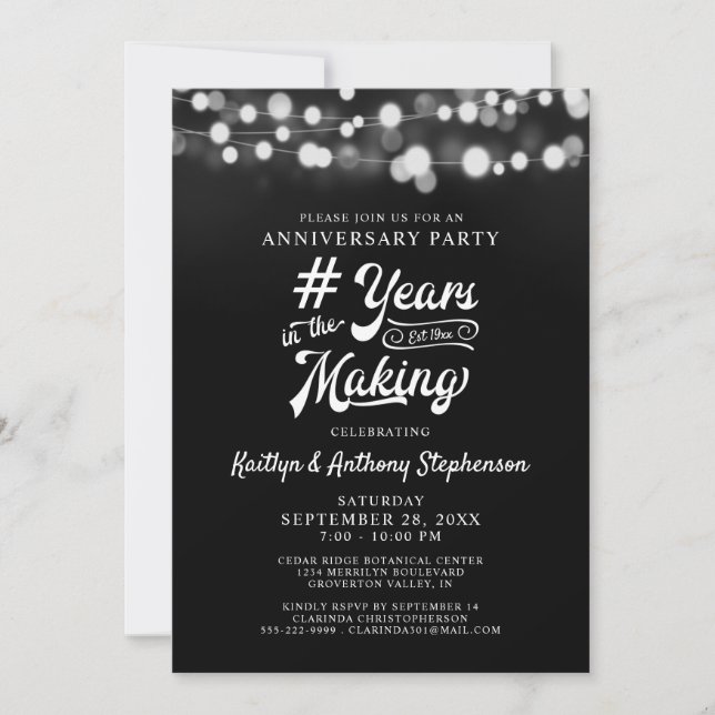 Any Anniversary String Lights YEARS IN THE MAKING Invitation (Front)