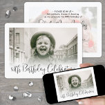 ANY Birthday 2 Photo Modern Trendy Script Party Invitation<br><div class="desc">Invite family and friends to a stylish birthday celebration with modern custom photo black and white party invitations. Pictures and all wording on this template are simple to customise. (IMAGE PLACEMENT TIP: An easy way to centre a photo exactly how you want is to crop it before uploading to the...</div>
