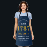 Any Birthday Any Year Blue Gold Lady's Apron<br><div class="desc">Any Birthday Any Year Blue Gold Lady's apron.</div>
