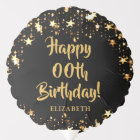 Any Birthday Black & Gold Stars Personalised