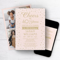 ANY Birthday Cheers Blush Pink and Gold 4 Photo