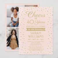 ANY Birthday Cheers Blush Pink and Gold 4 Photo