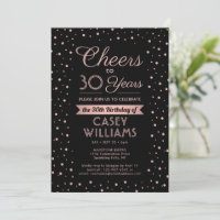 ANY Birthday Cheers Elegant Black & Pink Confetti
