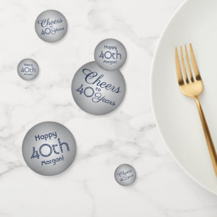 ANY Birthday Cheers Elegant Navy Blue & Grey Table Confetti