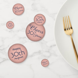 ANY Birthday Cheers Navy Blue & Pink Elegant Table Confetti