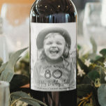 ANY Birthday Chic Black Typography Photo Party Wine Label<br><div class="desc">Add an elegant personalised touch to birthday party decorations with stylish custom photo wine bottle labels. The pictures and wording on this template are simple to customise. (IMAGE PLACEMENT TIP: An easy way to position a photo exactly how you want is to crop it before uploading to the Zazzle website.)...</div>